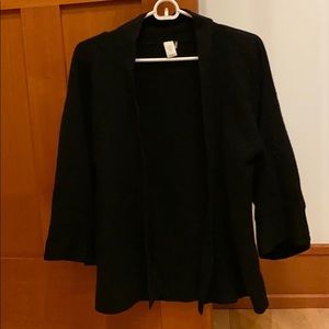 Kinross cashmere black open cardigan